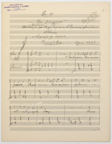 Na prozoru : melodija za mezzosoprano ili soprano s glasovirom / skladao Ivan pl. Zajc