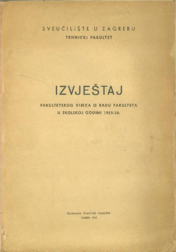 1955/56 : u školskoj godini 1955/56 / Sveučilište u Zagrebu Elektrotehnički fakultet u Zagrebu