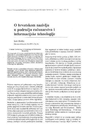 Croatian Terminology in Computing and Information Technology / Leo Budin