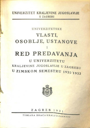 1931./32. : u zimskom i ljetnom semestru... / Sveučilište u Zagrebu