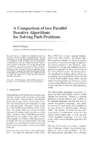 A Comparison of two Parallel Iterative Algorithms for Solving Path Problems / Manger, Robert