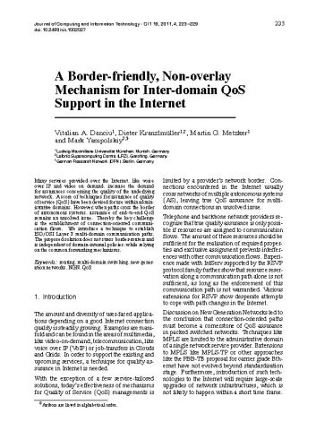 A Border-friendly, Non-overlay Mechanism for Inter-domain QoS Support in the Internet / Danciu, Vitalian A.