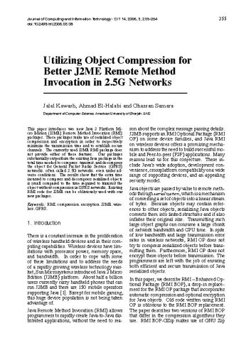 Utilizing Object Compression for Better J2ME Remote Method Invocation in 2.5G Networks / Samara, Ghassan