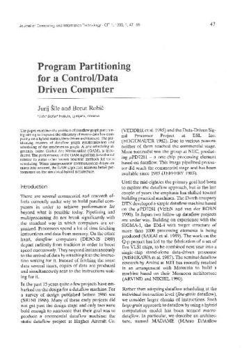 Program Partitioning for a Control/Data Driven Computer / Jurij Šilc, Borut Robič