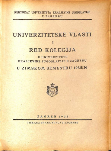 1935./36. : u zimskom i ljetnom semestru... / Sveučilište u Zagrebu