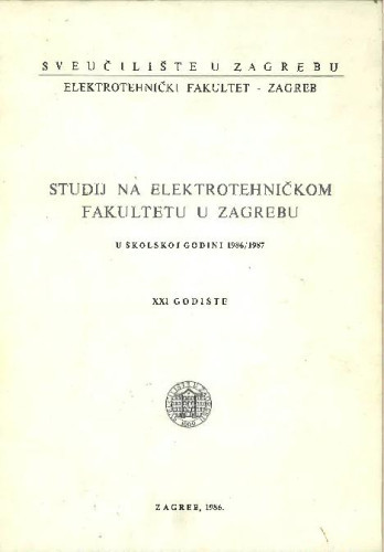 1986/87 : u školskoj godini 1986/87 / Sveučilište u Zagrebu, Elektrotehnički fakultet