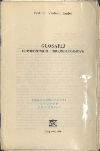 Glosarij ortodontskih i srodnih pojmova / Vladimir Lapter