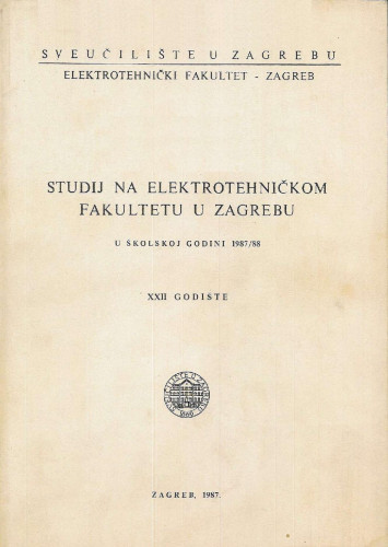 1987/88 : u školskoj godini 1987/88 / Sveučilište u Zagrebu, Elektrotehnički fakultet