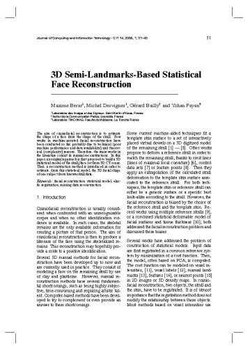 3D Semi-Landmarks Based Statistical Face Reconstruction / Desvignes, Michel