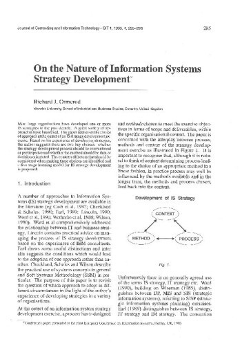 On the Nature of Information Systems Strategy Development / Richard J. Ormerod