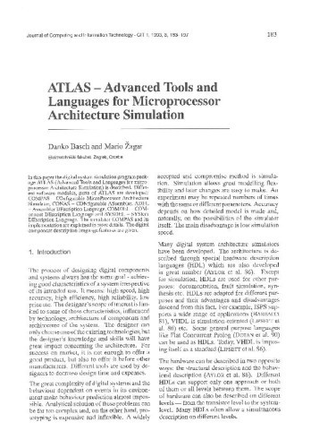 ATLAS - Advanced Tools and Languages for Microprocessor Architecture Simulation / Danko Basch, Mario Žagar