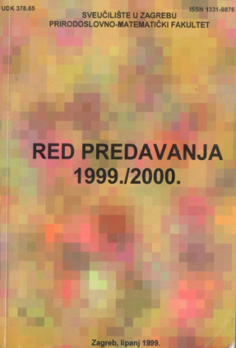 Red predavanja 1999./2000. ; uredio: lvan Vicković; design naslovne stranice: Tihomir Marjanac