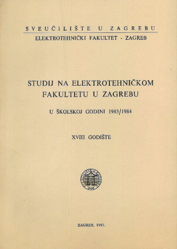 1983/84 : u školskoj godini 1983/84 / Sveučilište u Zagrebu, Elektrotehnički fakultet
