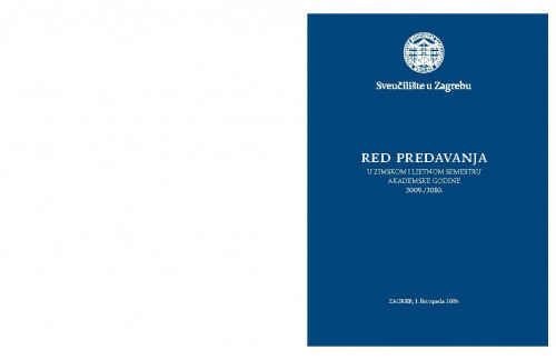 2009./2010. : Red predavanja... / Sveučilište u Zagrebu