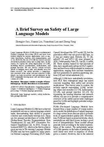 A Brief Survey on Safety of Large Language Models / Gao, Zhengjie
