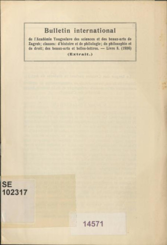 La langue des Croates parlant de dialecte de kaj. : Resume de la conference donnee en commemoration du centime anniversaire de la nouvelle orthographe et de la nouvelle langue litterarie des Croates = Jezik Hrvata kajkavaca (O stogodišnjici našega novoga pravopisa i književnog jezika / Stjepan Ivšić