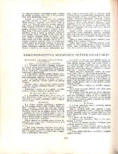 Zakonodavstvo Nezavisne države Hrvatske : Zakonska odredba o Hrvatskom sveučilištu :1941