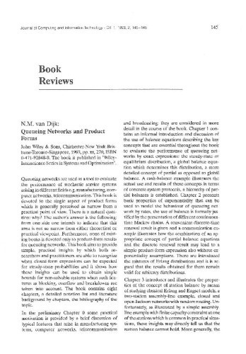 Prikaz knjige "Queueing Networks and Product Forms" / L. Lakatos