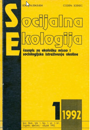 Socijalna ekologija : časopis za ekološku misao i sociologijska istraživanja okoline / glavna urednica Jelena Puđak