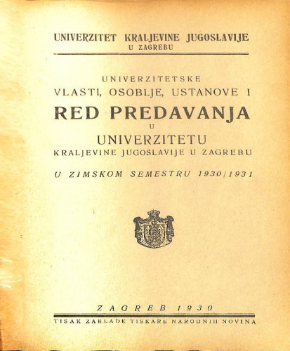 1930./31. : u zimskom i ljetnom semestru... / Sveučilište u Zagrebu