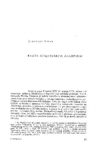 Regia Scientirarum Academia / Jaroslav Šidak