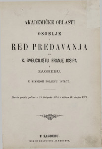 1874/75-1879/80 : Red predavanja...u zimskom poljeću...; ...u ljetnom poljeću... / Sveučilište u Zagrebu