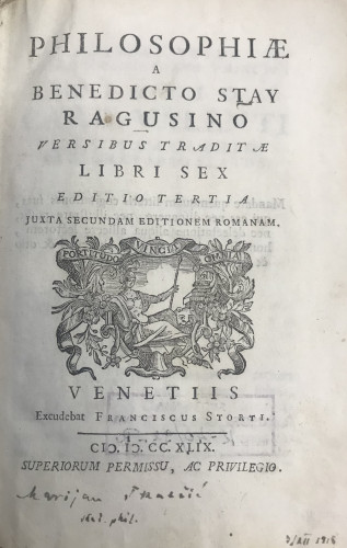 Philosophiae... versibus traditae libri sex / Benedicto Stay