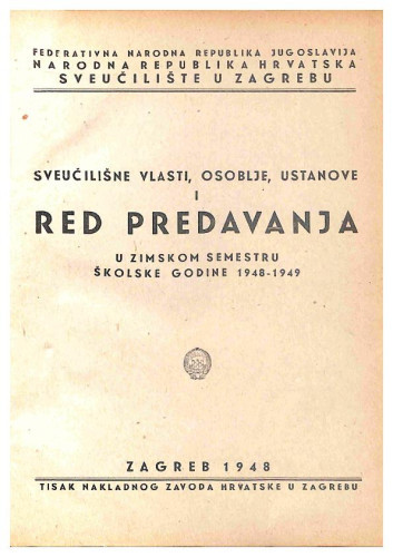 1948-1949 : u zimskom semestru / Sveučilište u Zagrebu