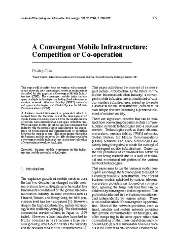 A Convergent Mobile Infrastructure: Competition or Co-operation / Olla, Phillip