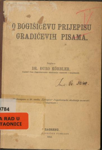 O Bogišićevu prijepisu Gradićevih pisama / Đuro Körbler