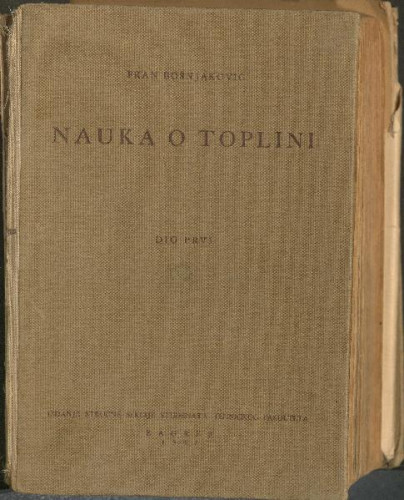 Nauka o toplini : dio prvi / Fran Bošnjaković