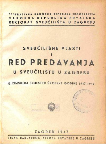 1947-1946 : u zimskom semestru školske godine... / Sveučilište u Zagrebu