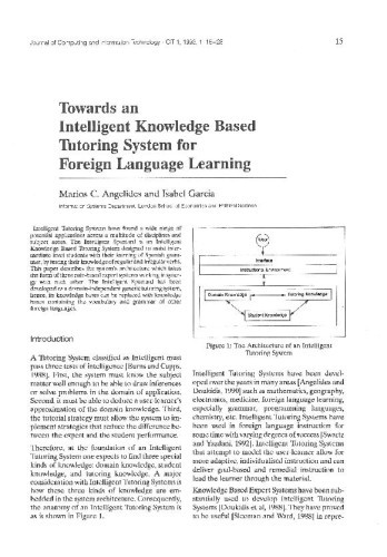 Towards an Intelligent Knowledge Based Tutoring System for Foreign Language Learning / Marios C. Angelides, Isabel Garcia