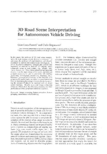 3D Road Scene Interpretation for Autonomous Vehicle Driving / Foresti, Gian Luca