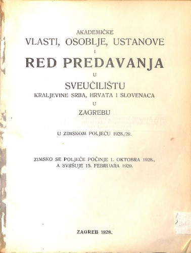 1928./1929. : u zimskom i ljetnom poljeću... / Sveučilište u Zagrebu