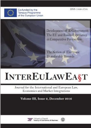 InterEULawEast : journal for the international and european law, economics and market integrations / editors-in-chief Hana Horak