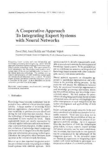 A Cooperative Approach To Integrating Expert Systems with Neural Networks / Frič, Pavol