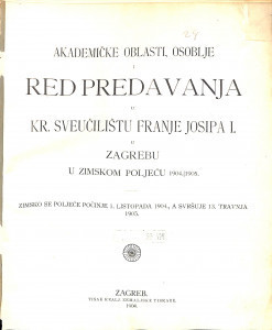 1904/1905 : Red predavanja...u zimskom poljeću... / Sveučilište u Zagrebu