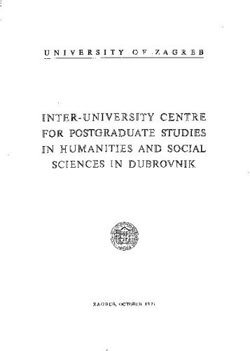 Inter-University Center for postgraduate studies in humanities and social sciences in Dubrovnik / Sveučilište u Zagrebu