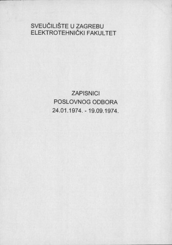 Zapisnici sjednica Poslovnog odbora 24.1.1974.-19.9.1974.